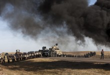 Camille Seaman, Man Standing Against the Machine pt II, Standing Rock Reservation, 2016